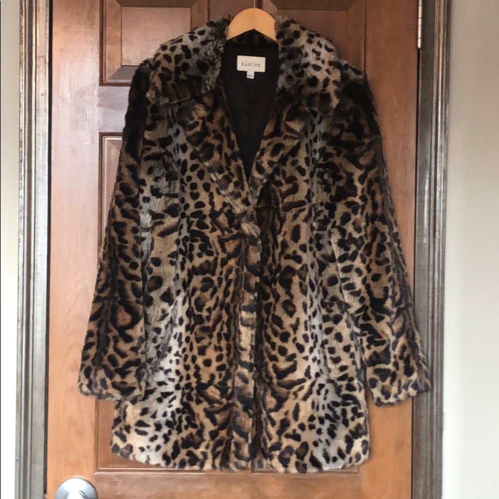Sabine Faux Fur Leopard Print Coat size large